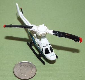 Small Micro Machine Plastic Bell 222 Helicopter in Blue & White marked Police #2 - Picture 1 of 4