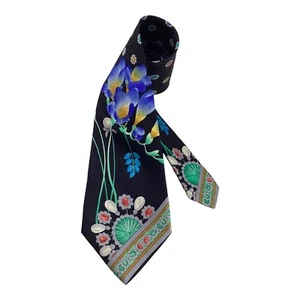 LEONARD PARIS Black Flower & Jewellery Print Luxury Silk Tie Italy W: 3.7" EX CD - Picture 1 of 6