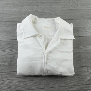 Camisa Brioni Abotonada Preppy 100% Lino Para Hombre Grande Ligera Bolsillo Lujo - Imagen 1 de 10