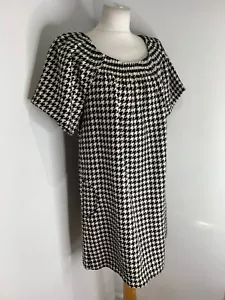 Elizabeth Lau tweed Dress 12 VGC hounds tooth shift sack tunic wool blend - Picture 1 of 12