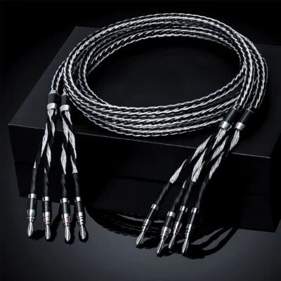 Pair 16 Strands 8N OCC Pure Copper Core Braided Hi-End HiFi Audio Speaker Cable - Image 1 of 4