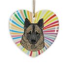Norwegian Elkhound Heart Ornament - Ceramic