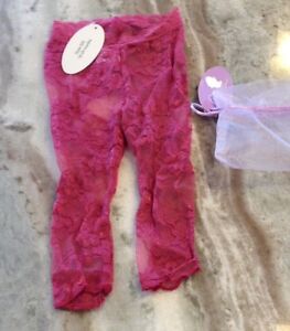 Nwt Gigi's Lace Pink Girl footless tights 18-24 (running Small 12-18) ..twins?
