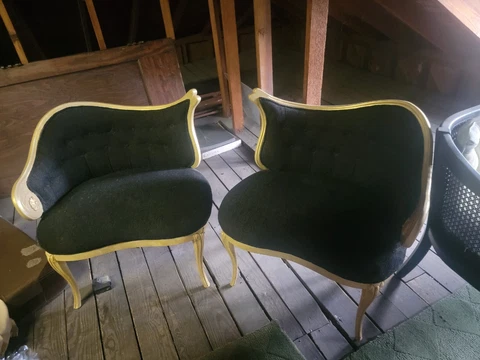 Pair Of Vintage Hollywood Regency Conversation Chairs, Deco ~ Seat Height 17.5" Cover