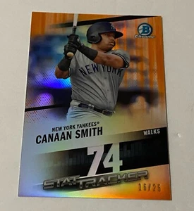 /25 Orange Refractor 2020 Bowman Chrome Canaan Smith Stat Tracker 74 Walks SP 🔥 - Picture 1 of 2