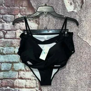 Beachsissi Swimwear Black Two Piece Twist adjustable Bikini Swim Suit SZ L NWT - Picture 1 of 7