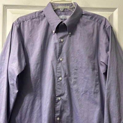Camisa de vestir Izod grande púrpura con botones para hombre 16-1/2 34/35 años 80 2 capas pinpoint Foto 1 de 4