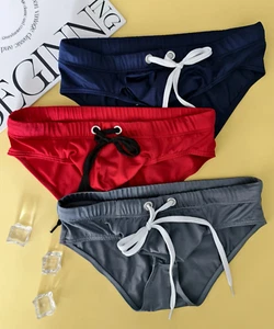 Retro Polyester Men's Swim Briefs TRIO w/ Contoured Pouch. Size X-Large 36"-38" - Picture 1 of 5