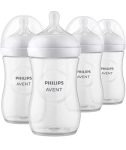 Philips AVENT Natural Baby Bottle with Natural Response Nipple, Clear, 9oz, 4pk, - Picture 1 of 6