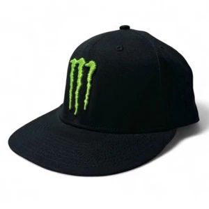 Monster Energy Drink Classic Green “M” Logo Snapback Hat / Black OSFA - Picture 1 of 8