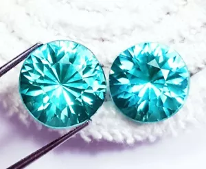 Natural Paraiba Tourmaline Round Diamond Cut Loose Gems Certified 8 to 10Ct Pair - Picture 1 of 11