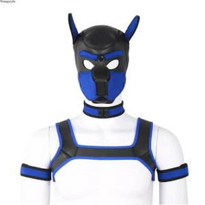 Cappuccio per cuccioli in neoprene gioco di ruolo maschera cane cucciolo cosplay testa intera con copri collo - Foto 1 di 25