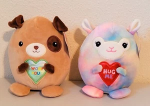 2 Roly Poly Heart I WOOF YOU PUPPY DOG & HUG ME LLAMA Stuffed Plush 6.5" NWT - Picture 1 of 8
