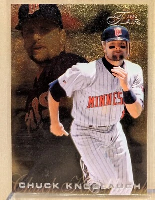 1996 Flair GOLD #116 Chuck Knoblauch Twins RARE SPECKLE SILVER LETTER PARALLEL - Image 1 of 2