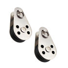  2Pcs Stainless Steel Single Pulley Practical Nylon Rope Pulley Tackle Puller