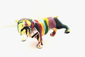 Künstlerische Graffiti Keramik Bulldogge Figur bunt 10" - Bild 1 von 7