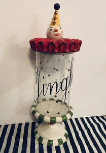 Seltene Abt. 56 Glas Süßigkeiten Kompott Glas Kanister mit Deckel Narr Clown Jingle Schnee - Bild 1 von 8