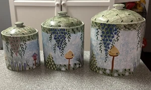 Cracker Fass Kanister Set (3} mit Deckel Auslaufbestand Vintage Vogelhäuser - Bild 1 von 7