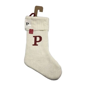 Calza Natalizia TARGET Wondershop, Maglia Bianca 18" Lettera "P" Nuova con etichette! - Foto 1 di 1