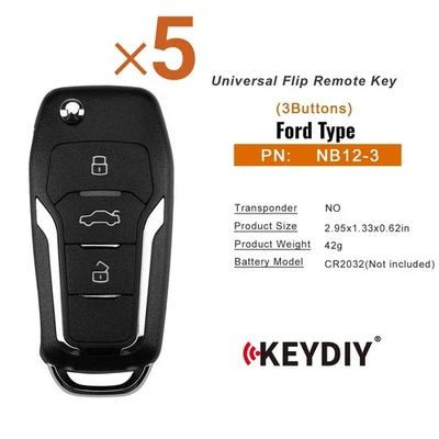 KEYDIY Remotes NB12-3 KD Universal Flip Remote Key Ford Type 3 Buttons 5PCS/Lot - Image 1 of 4
