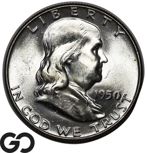1950 Franklin Half Dollar, Full Bell Lines - Picture 1 of 3