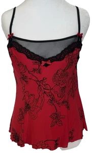 Y2K Babydoll Floral Silky Lace Bow Cami Top Size M Fairy Whimsygoth Feminine - Picture 1 of 11