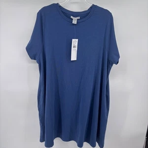 Vestido Camisa Azul Nouveau Monde Para Mujer 2X Bolsillo Informal Cómodo Hasta la Rodilla - Imagen 1 de 6