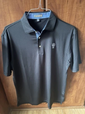 Polo Peter Millar Para Hombre Verano Cómodo Mediano, Negro Golf Polo Nuevo WO Etiqueta Foto 1 de 4