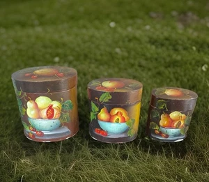 Juego de botes de frutas estilo Tole pintado a mano vintage decoración de cocina cottagecore - Imagen 1 de 16