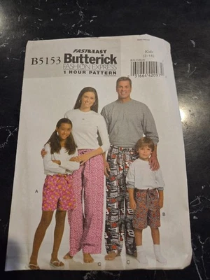 Butterick Pattern B5153 Boys Girls 3-16 Elastic Waist Pants & Shorts EZ 1 HOUR - Image 1 of 2