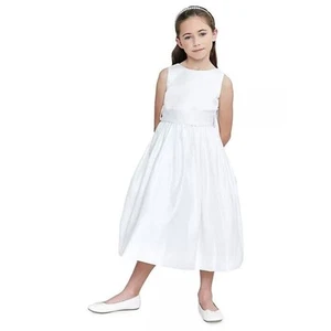 Us Angels Girls Ballerina Satin Tulle Fit & Flare Dress in White Size 12 $84 - Picture 1 of 7