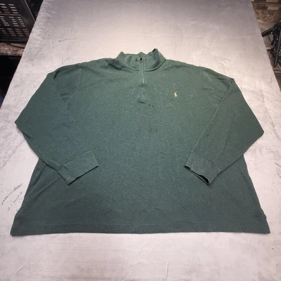 Polo Ralph Lauren Pullover Mens 3XL Green Estate Rib 1/4 Zip Long Sleeve Shirt - Image 1 of 4