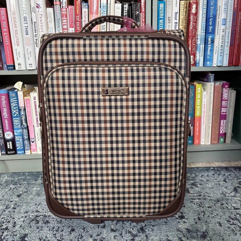 New London Fog Oxford III Black White Spinner Carry On 20" Luggage Suitcase - Image 1 of 4