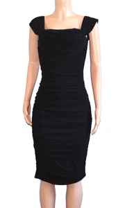PRETTYGARDEN Women's Ruched Bodycon Black Dress Sleeveless Size Medium - Picture 1 of 6