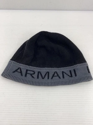 Boné de malha Armani Exchange algodão preto liso masculino marca de um ponto Lo AUO25 - Imagem 1 de 4