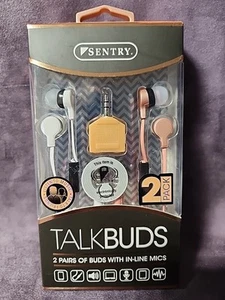 Sentry Talk Buds 2 Pairs of Buds With in-line Mics Rose Gold / Pink & White NIP - Picture 1 of 2