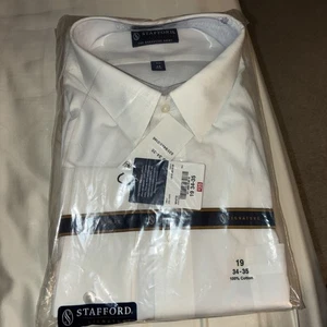 Stafford The Executive Shirt White Size 19 (34-35) NWT - Picture 1 of 3