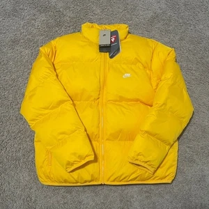 Nike Puffer Jacket Mens Large Yellow Sportswear Club Futura Primaloft Therma-FIT - Picture 1 of 11