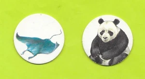 2 Pogs - Larousse - Raie Manta - Poisson / Grand panda - Mammifère herbivore - Picture 1 of 2