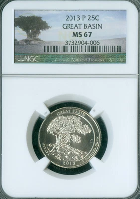 2013 P GREAT BASIN PARKS LOGO QUARTER NGC MS67 2ND FINEST  . - Image 1 of 2