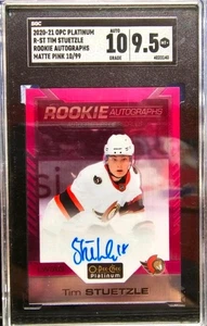 Tim Stutzle 20/21 UD O-Pee-Chee Platinum Matte Pink Rookie Auto /99 SGC 10 Auto - Picture 1 of 1