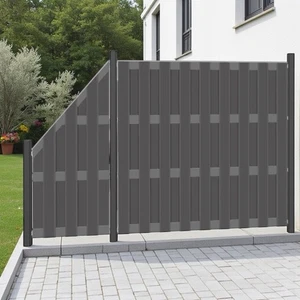 WPC Sichtschutzzaun Komplettset Anthrazit - 180x180cm Gartenzaun langlebig - Bild 1 von 13