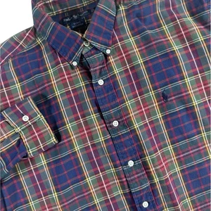 Polo Ralph Lauren Blake Button Down Shirt Men L Navy Plaid Preppy Brushed Cotton - Picture 1 of 6