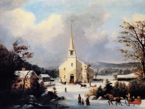 Going to Church by George Henry Durrie Museum Giclee Art Print Ships Free - Picture 1 of 3