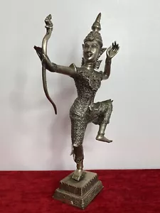 Rare Bronze Buddha Huntress Figural Sculpture Over Gilded In Silver Plate - Picture 1 of 12