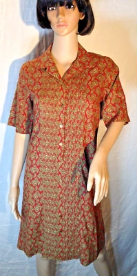 Vintage - Dama Pájaro - Rojo - Cachemira - Mini Vestido - Años 60 70 - Talla Pequeña Foto 1 de 4