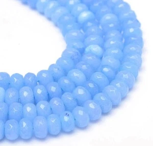 15 cuentas de piedras preciosas de ágata 8 mm azul piedra natural cuentas de joyería rondelle G265 - Imagen 1 de 4