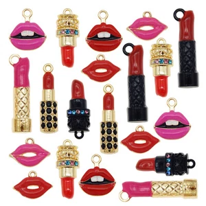18PCS Colorful Enamel Kissing Lip Print Lipsticks Pendant Charms DIY Findings - Bild 1 von 5