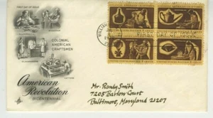 American Revolution FDC 1972 Cachet Cover Scott #1459a 6c Block Of 4 Stamps S7 - Picture 1 of 2
