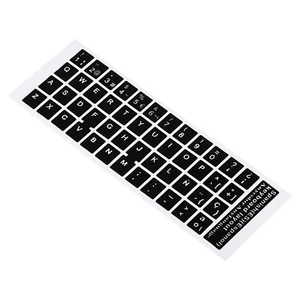 Spanish Keyboard Stickers Cover Smooth, Black Background White Lettering 2pcs - Picture 1 of 5